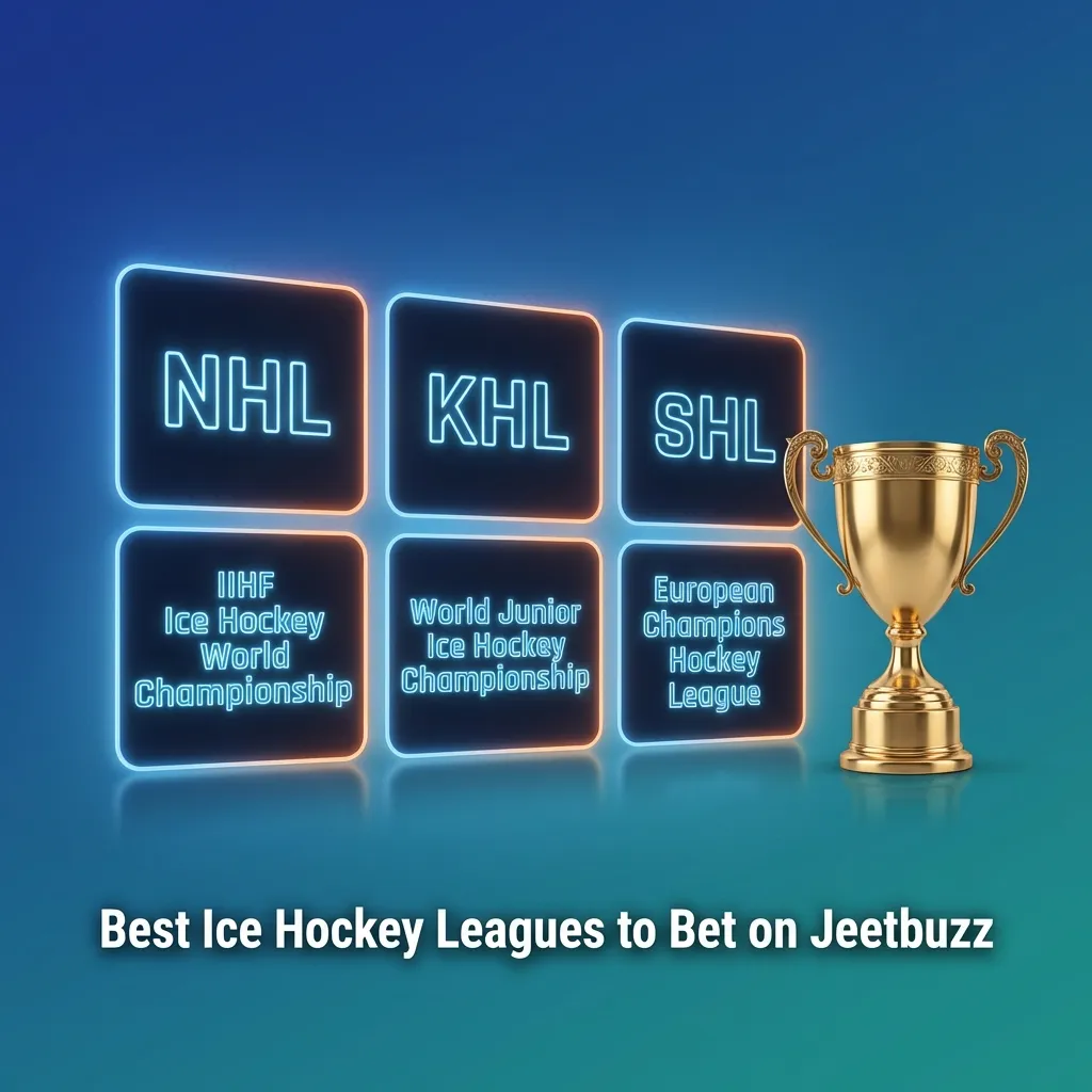 NHL, KHL, and European ice hockey league logos with betting odds displayed on Jeetbuzz platform interface