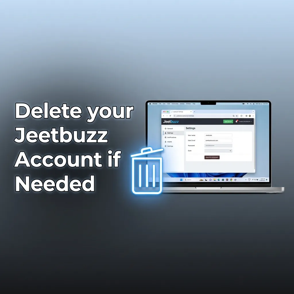 Guide showing how to delete a Jeetbuzz betting account through settings or customer support for responsible gambling.