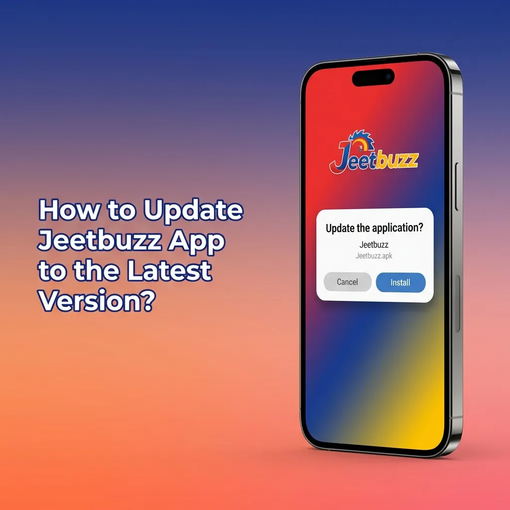 Smartphone screen showing Jeetbuzz app menu with 'Check for Updates' option highlighted for manual update process.