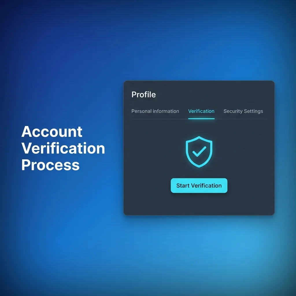Account verification process showing steps for email, phone, identity document, and address proof confirmation