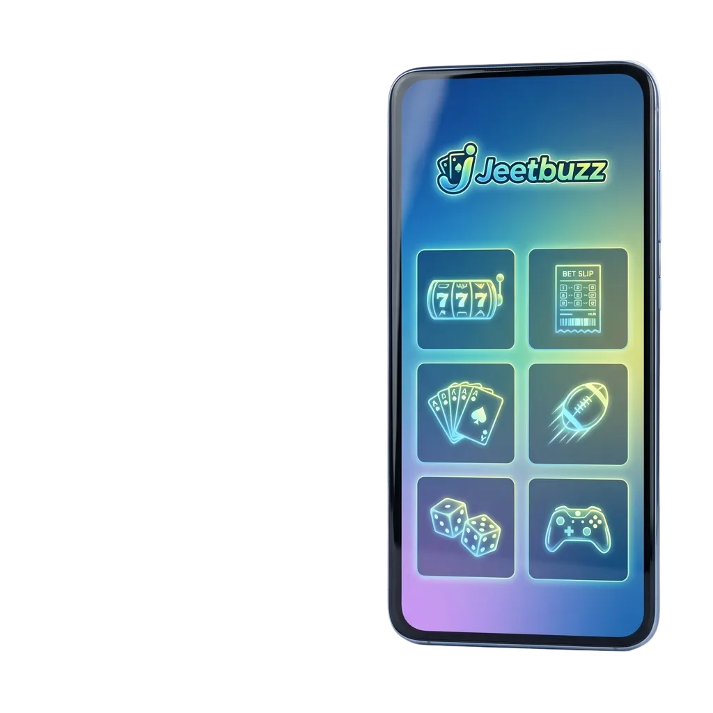 Jeetbuzz Android app interface showing mobile betting and casino games on smartphone screen