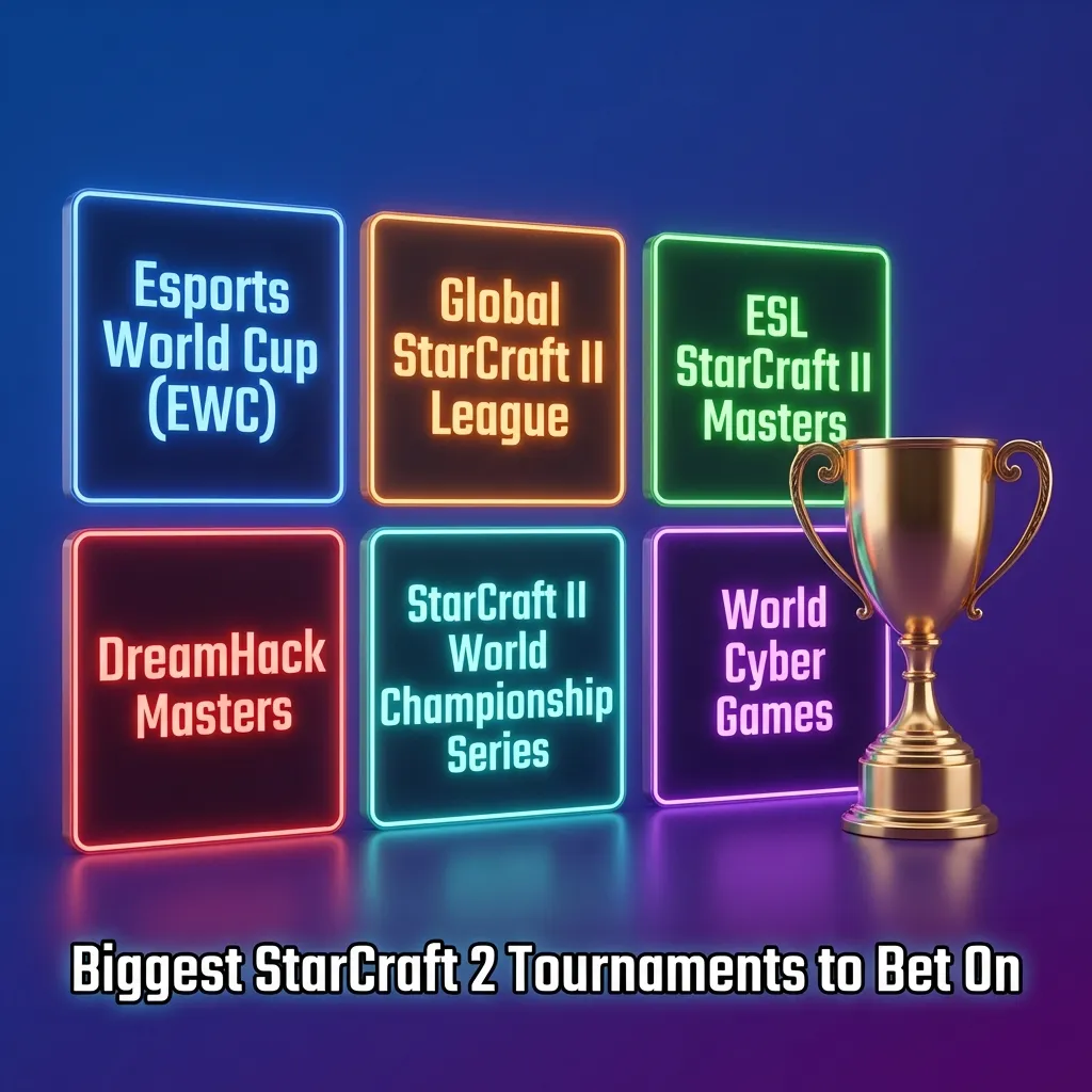 StarCraft 2 tournament logos and competitive gaming scenes from major esports events including GSL, ESL Masters, and DreamHack
