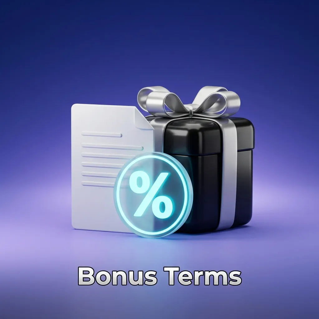 Bonus Terms document outlining eligibility, wagering requirements, game contributions, and rules for claiming promotions.