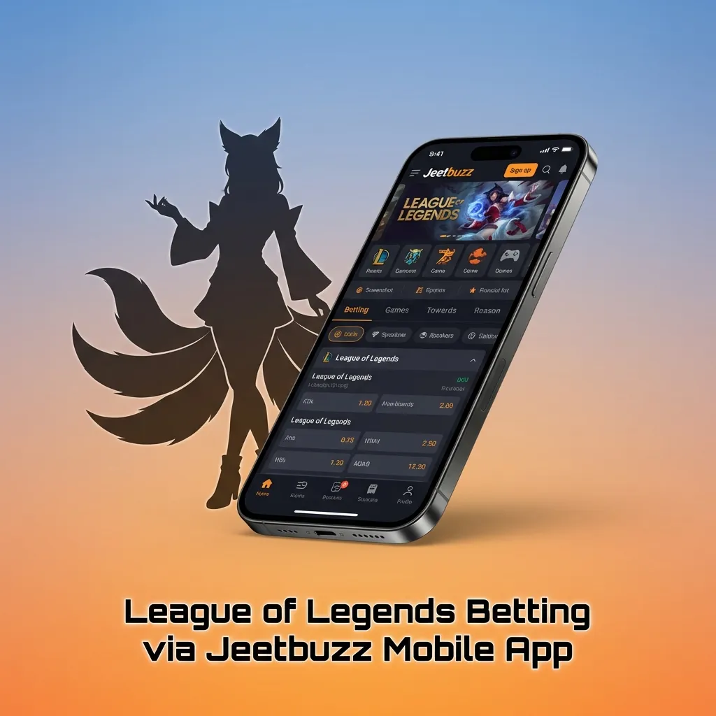 Jeetbuzz mobile app interface showing League of Legends betting markets with live odds and match statistics on smartphone