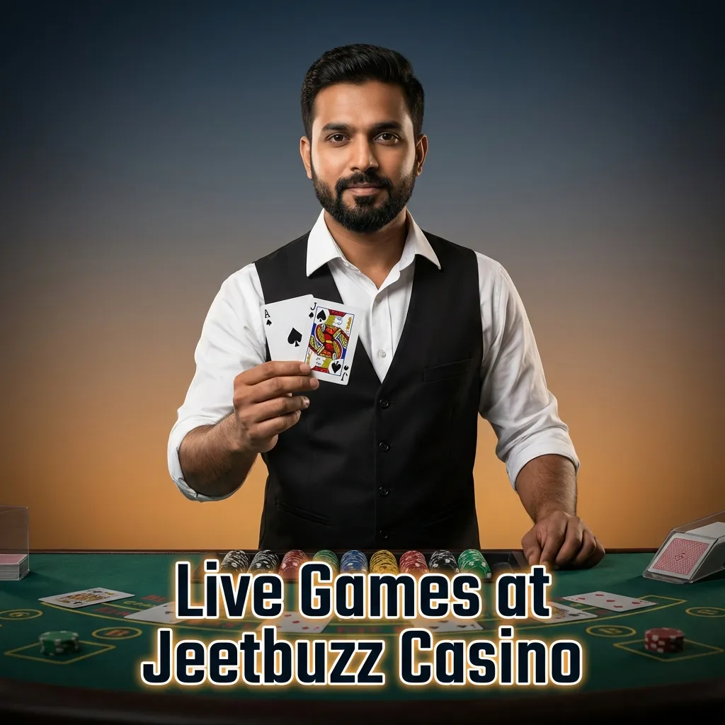 Professional live casino dealers at gaming tables with roulette wheel, cards, and digital interface at Jeetbuzz Casino