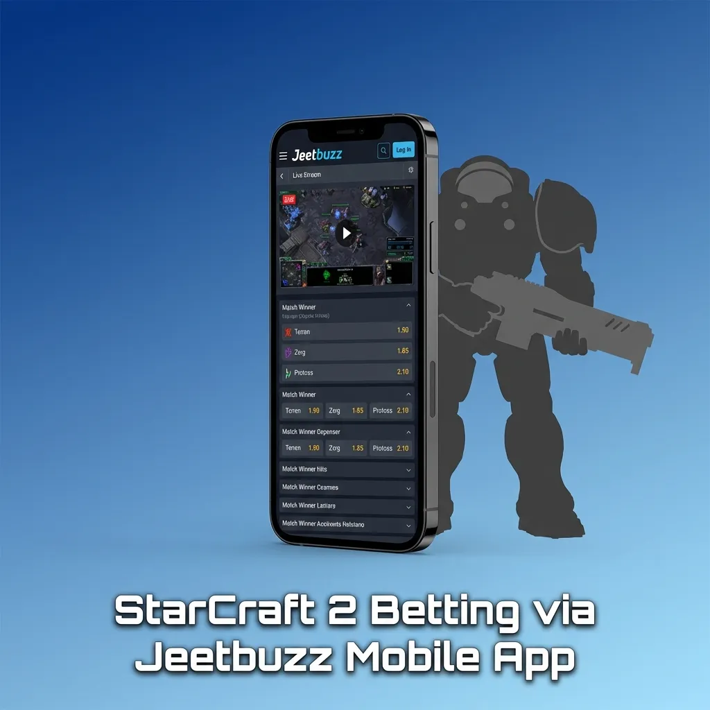 Jeetbuzz mobile app interface showing StarCraft 2 betting options and live match odds on smartphone screen