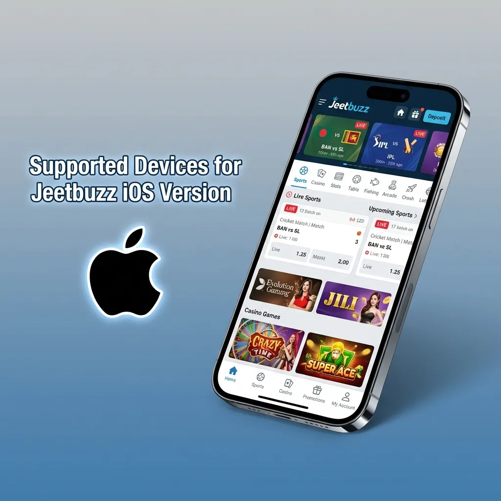 iPhone displaying Jeetbuzz PWA compatibility chart showing supported models from iPhone XR to iPhone 15 Pro Max